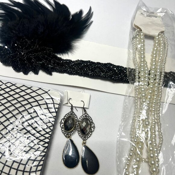 1920s Gatsby Flapper Accessories Set Feather Headband set - Picture 2 of 5